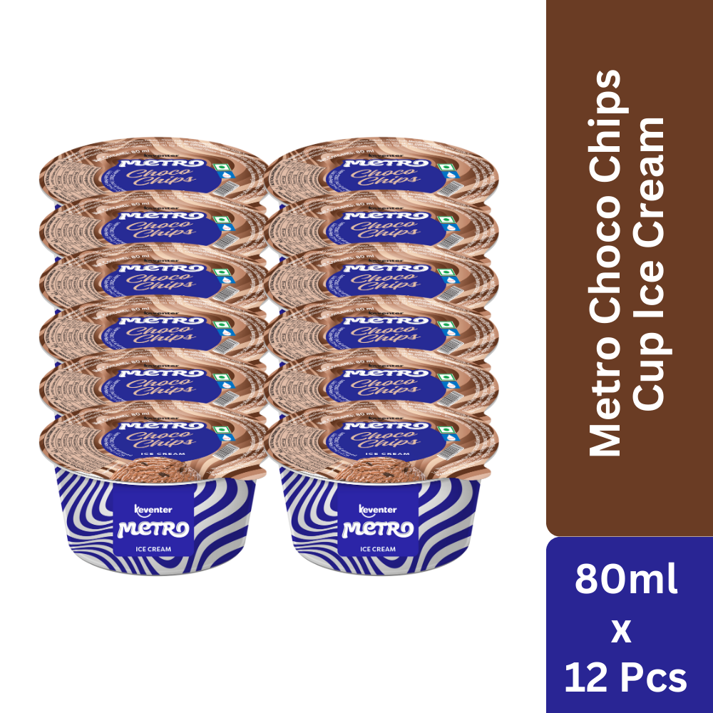 Keventer Metro Choco Chips Cup Ice Cream - 80ml (Pack of 12)