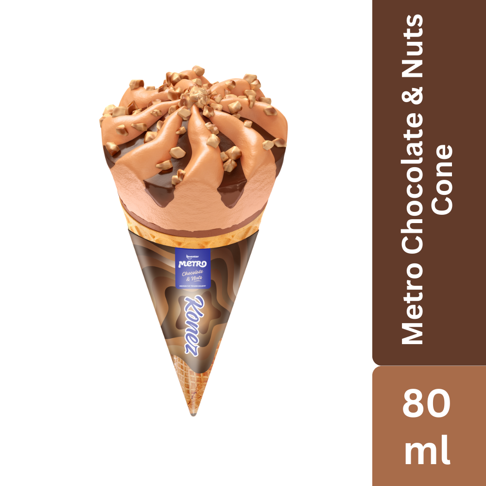 Keventer Metro Chocolate & Nuts Cone Frozen Dessert - 80ml