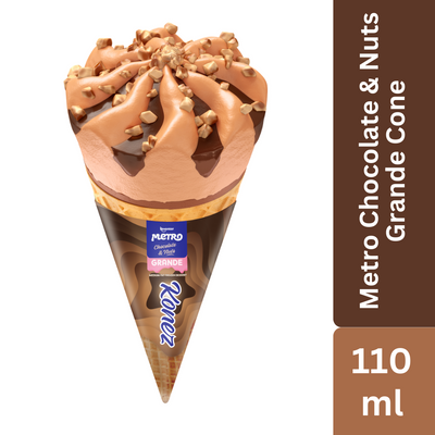 Keventer Metro Chocolate & Nuts Grande Cone Frozen Dessert - 110ml