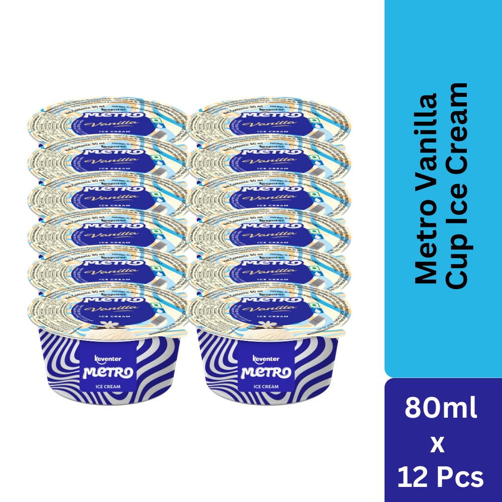 Keventer Metro Vanilla Cup Ice Cream - 80ml (Pack of 12)