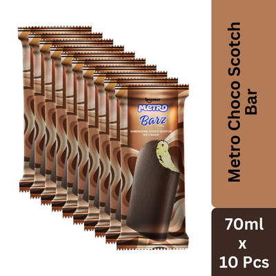 Keventer Metro Surprising Choco Scotch Bar Ice Cream - 70ml (Pack of 10)