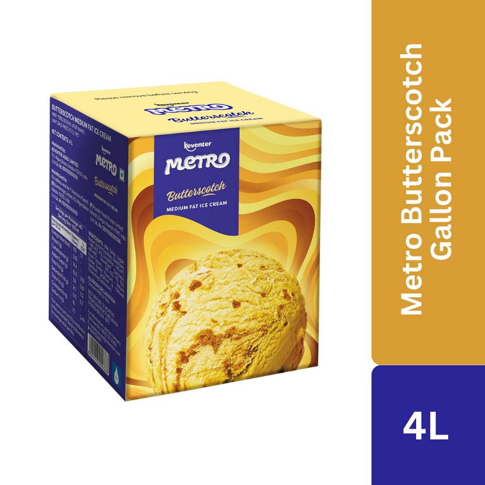 Keventer Metro Butterscotch Gallon Pack Ice Cream - 4L
