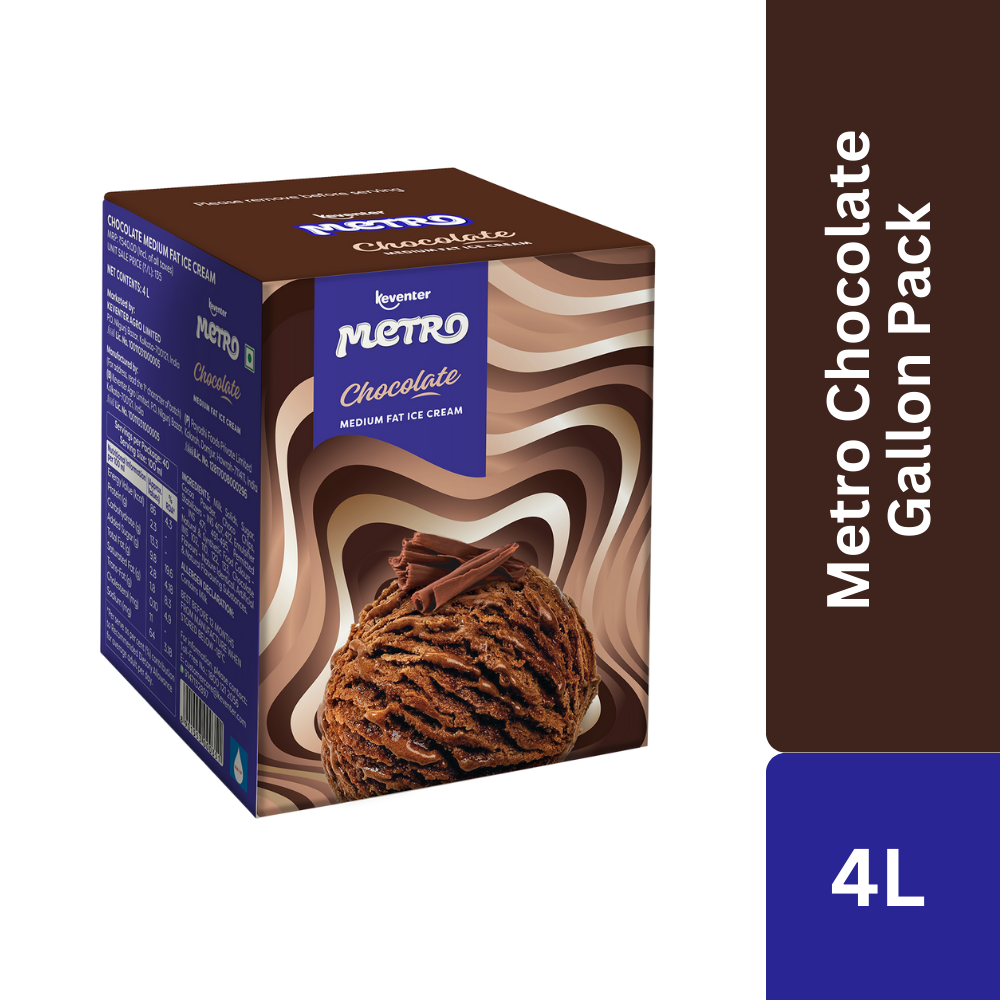 Keventer Metro Chocolate Gallon Pack Ice Cream - 4L