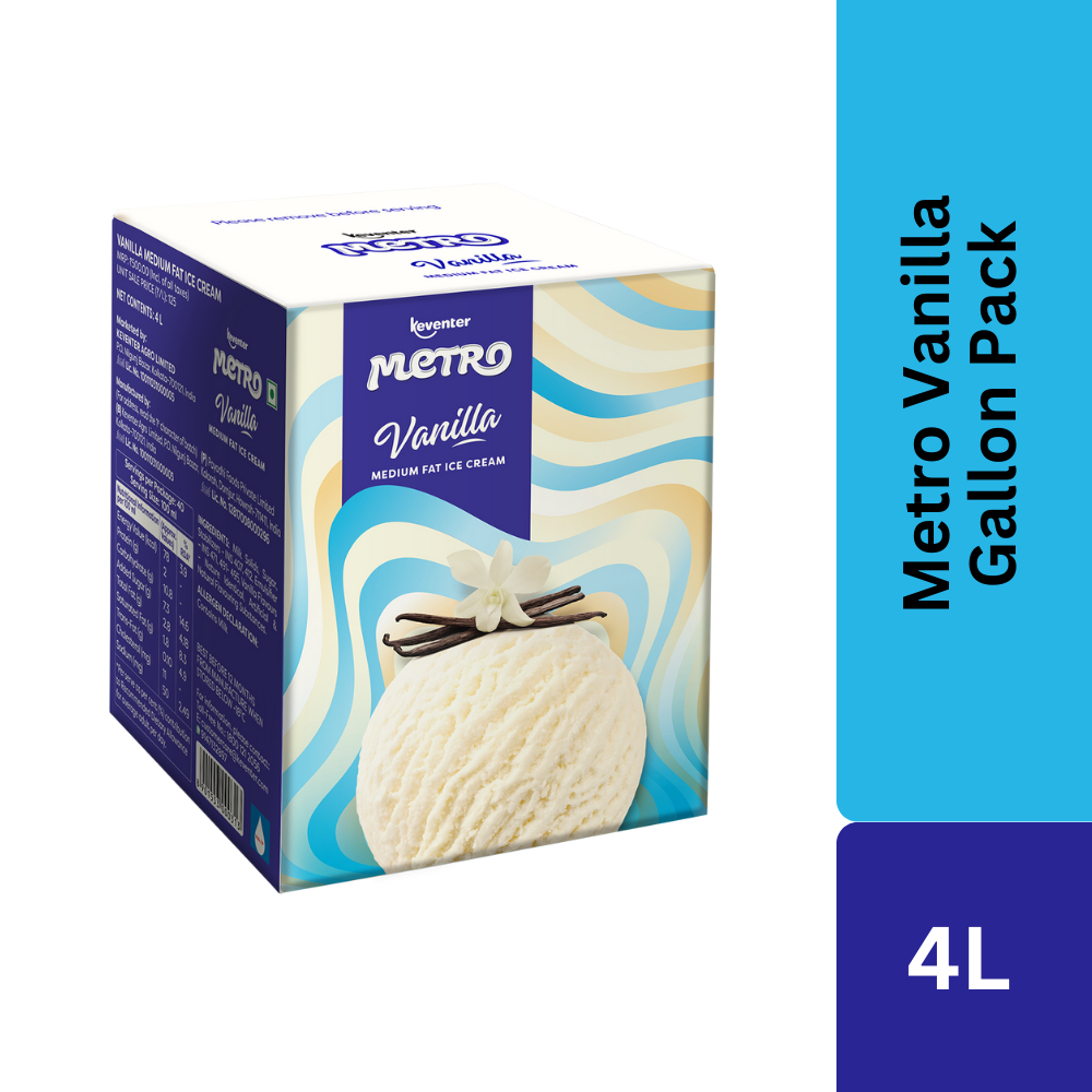 Keventer Metro Vanilla Gallon Pack Ice Cream - 4L