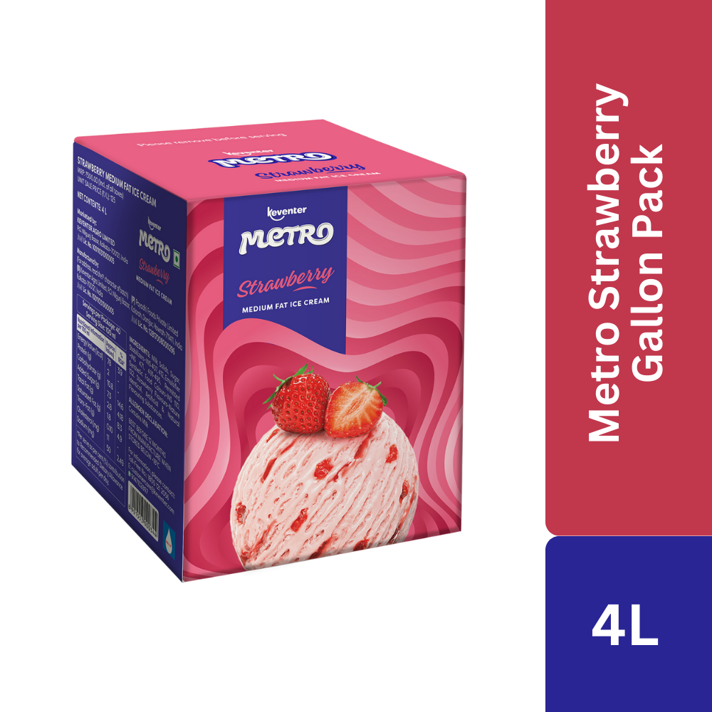 Keventer Metro Strawberry Gallon Pack Ice Cream - 4L