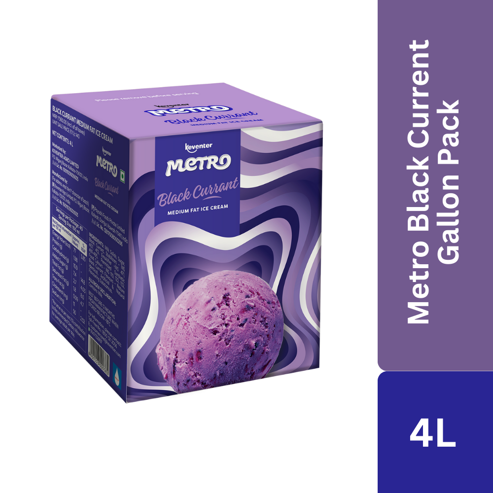 Keventer Metro Black Currant Gallon Pack Ice Cream - 4L