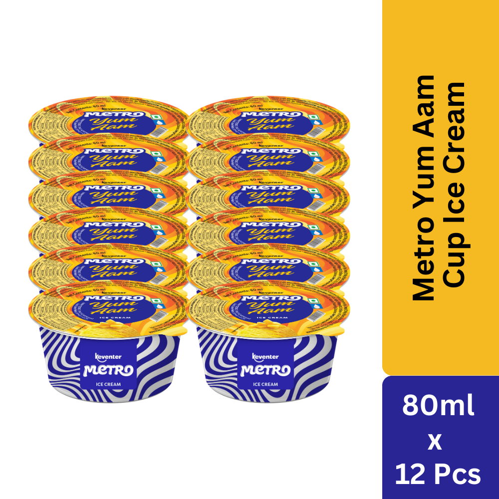 Keventer Metro Yum Aam Cup Ice Cream - 80ml (Pack of 12)