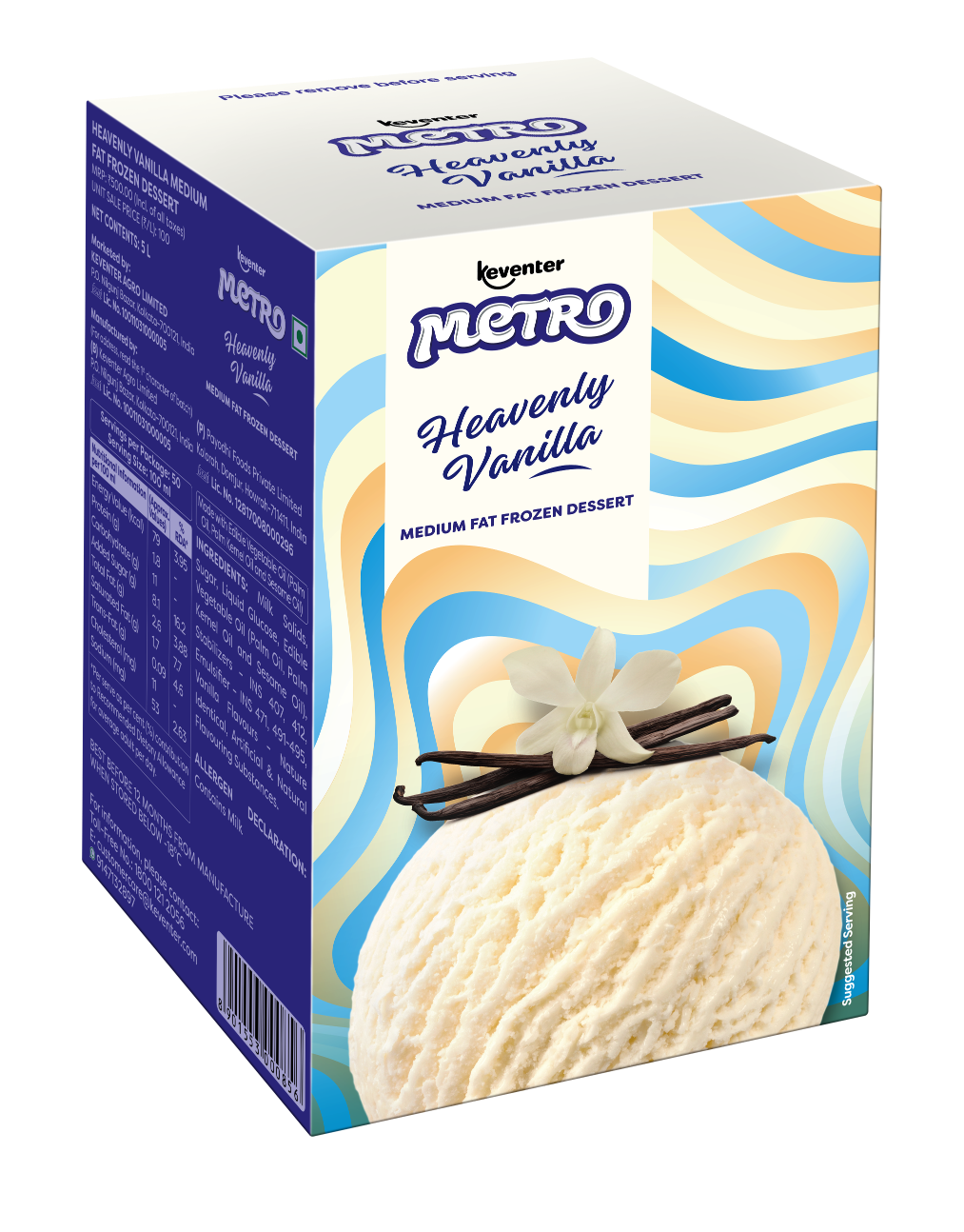 Keventer Metro Heavenly Vanilla Gallon Pack Frozen Dessert - 5L