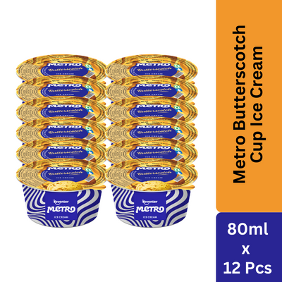 Keventer Metro Butterscotch Cup Ice Cream - 80ml (Pack of 12)