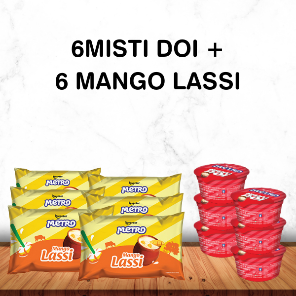 6 Mishti Doi + 6 Mango Lassi