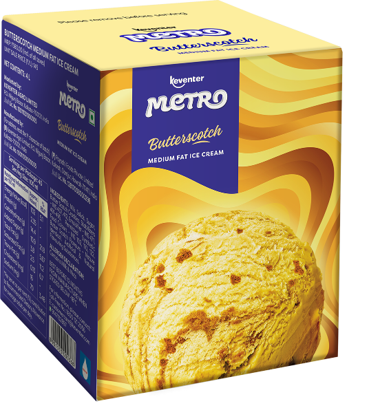 Keventer Metro Butterscotch Gallon Pack Ice Cream - 4L