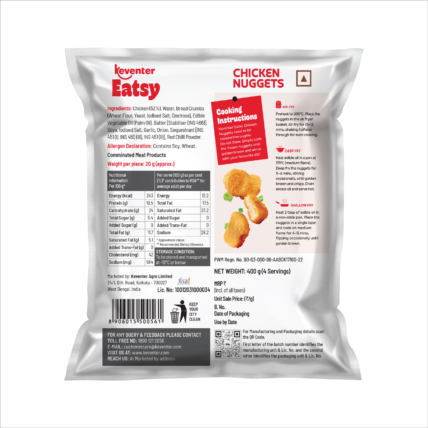 Keventer Chicken Nuggets - 400 gms – Shopkeventer.com