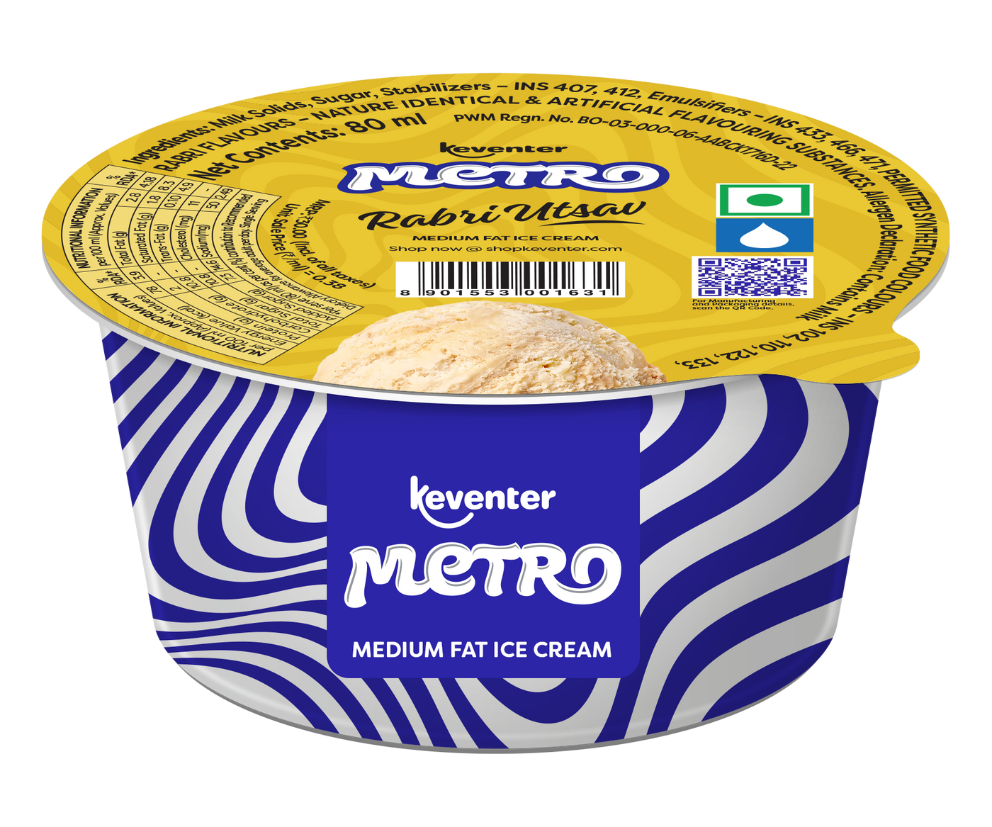 Keventer Metro Rabri Utsav Cup Ice Cream - 80ml