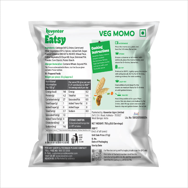 Keventer Veg Momo - 750 gms – Shopkeventer.com