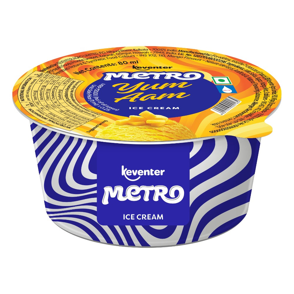 Keventer Metro Yum Aam Cup Ice Cream - 80ml (Pack of 12)
