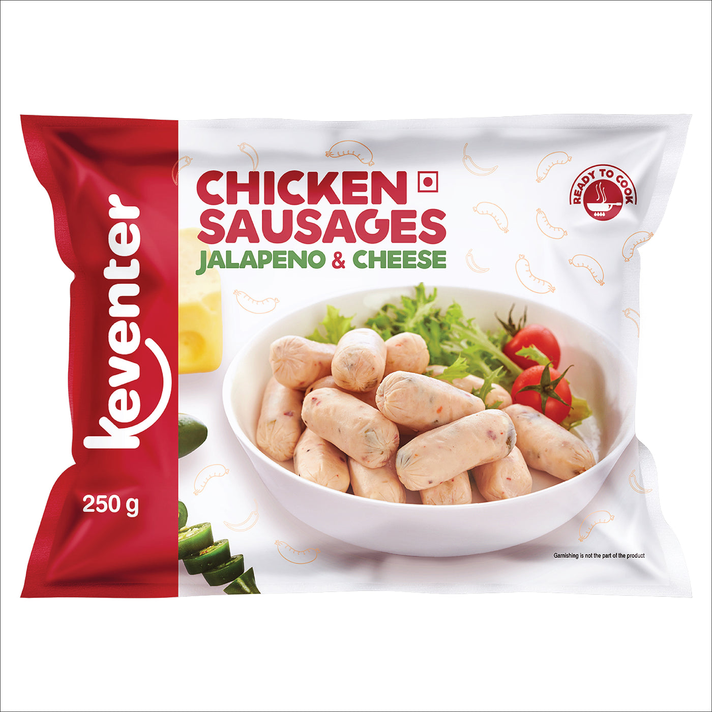 Keventer Chicken Sausages Jalapeno & Cheese - 250 gms